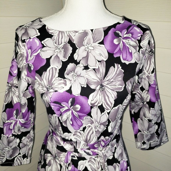 NWT Vintage Retro Style Dark Floral Dress - Picture 2 of 7